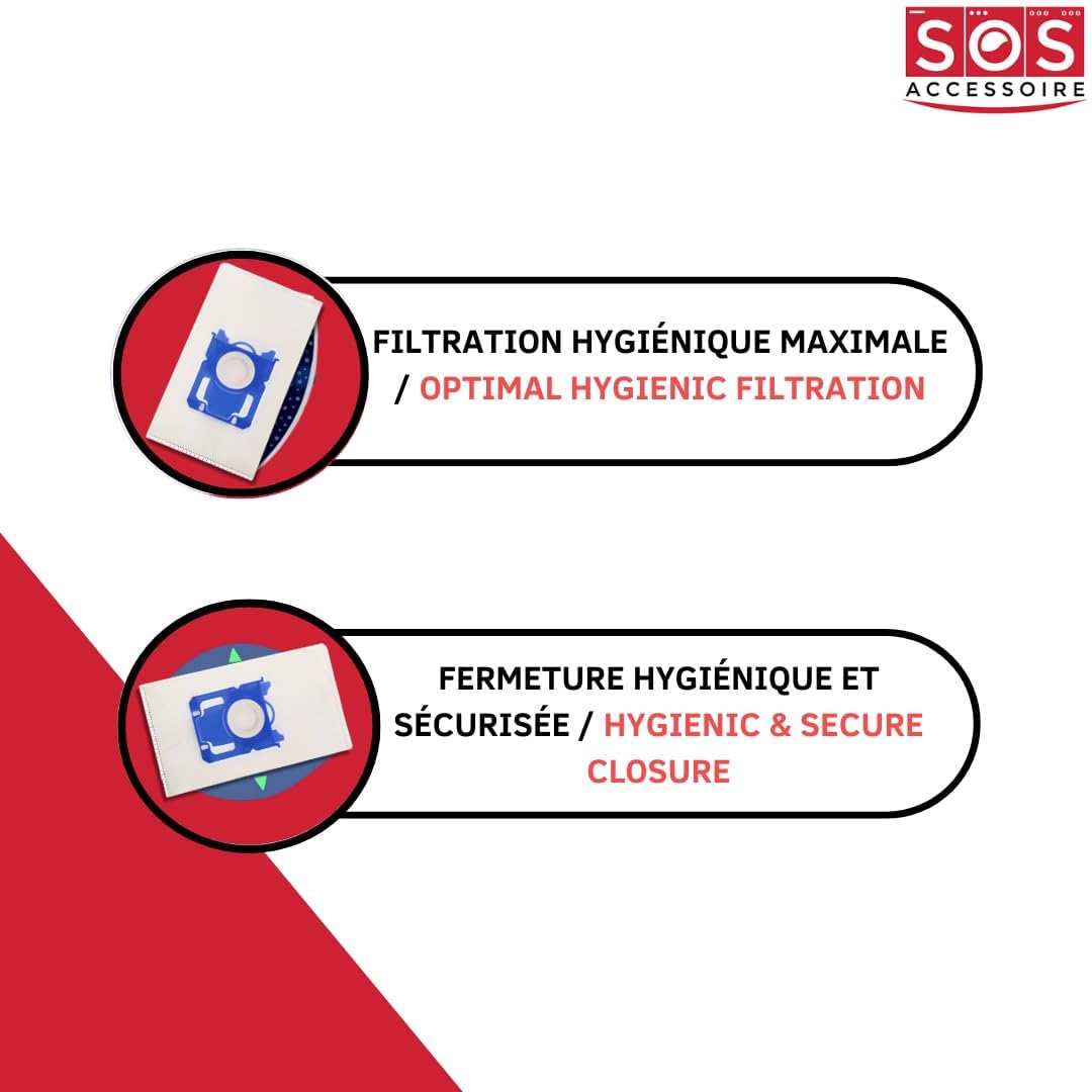 SOS Accessoire Lot de 8 boîtes de 4 sacs TYPE S-BAG pour Aspirateur ELECTROLUX 9001684589