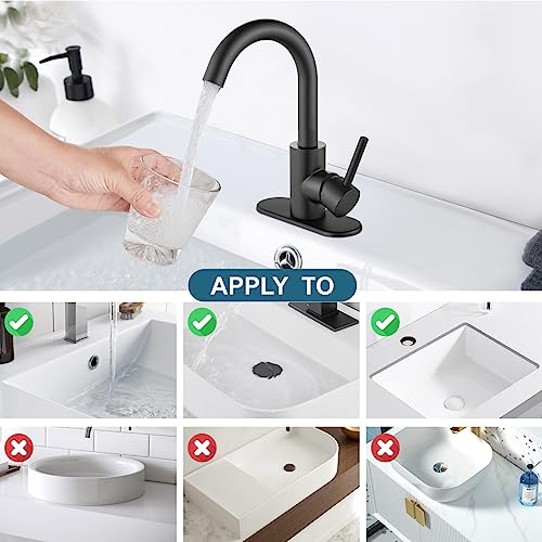 Midanya Matte Black Single Handle Bathroom Sink Faucet, Wet Bar Pre-Kitchen Farmhouse Rv Small Vanity Faucet With 360°Rotation Spout With Deck Plate And Supply Hoses #TOP7