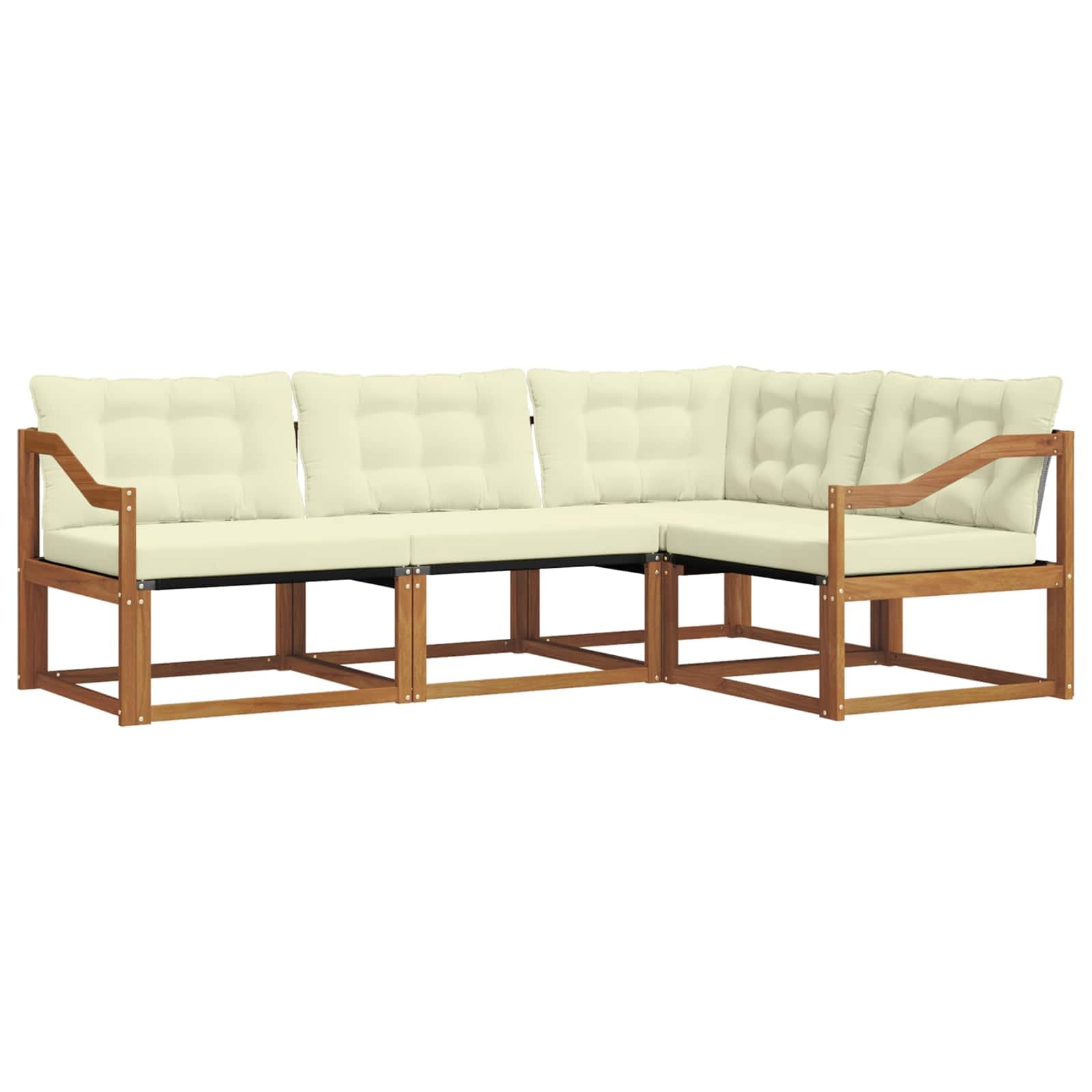 Canapé de jardin 4 pièces en bois d'acacia : salon modulable design pour terrasse et grand balcon