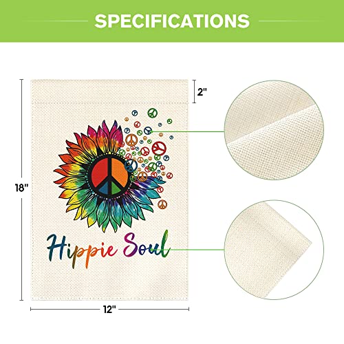 Avoin Colorlife Hippie Soul Spirit Rainbow Sunflower Garden Flag Vertical Double Sided Love And Peace Sign, Holiday Party Yard Outdoor Decoration 12.5 X 18 Inch #TOP4