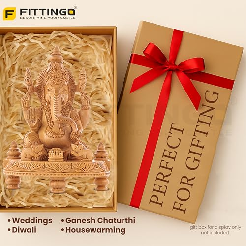 Image of Wooden Ganesh Idol /Handcraft Four Arm Ganesh Murti /Wooden Ganesha Statue for Home Decor /Ganpati Murti for Home Temple, Pooja Room, Office & Festive Gifting (9.44 Inch)-| 3 Years Warranty |
