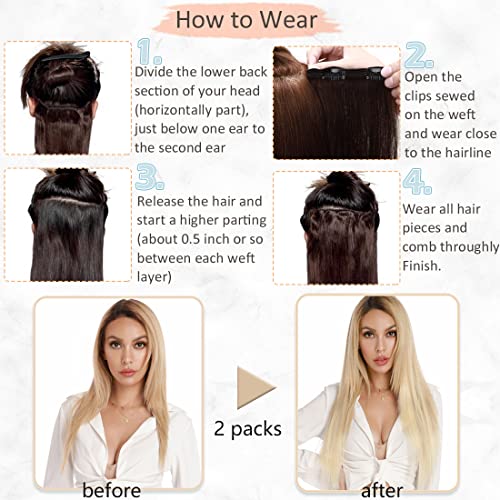 Clip in Hair Extensions Human Hair Full Head 8 Pieces 18 Clips 100% Real Silky Human Hair 22"-110g Medium Brown (#4)