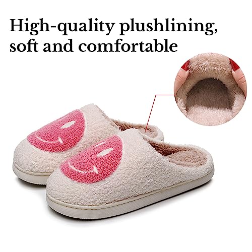 Beishani Smile Face Slippers for Women Happy face slippers Retro Soft Plush Warm Slip-on Slippers Cozy Indoor Outdoor Womens Slippers2