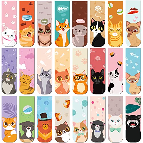 48 Marcadores de Libros Magnéticos de Perros Gatos Lindos Clips de Páginas Magnéticos de Cachorros Marcapáginas de Mascotas para Niños Estudiantes Maestro Lectura , 24 Diseños (Gato) Cover