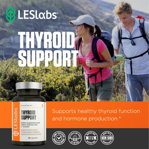 Les Labs Thyroid Support – Metabolic Health, Thyroid Hormone Production, Energy & Focus – Iodine, L-Tyrosine, Ashwagandha, Selenium & Turmeric – Non-Gmo Supplement – 60 Capsules #TOP4