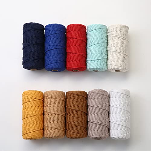 GOHOF Macrame Cord 3mm x 100m Premium Cotton Macrame Rope, 4 Strand Twisted Soft Cotton Cord - Image 4
