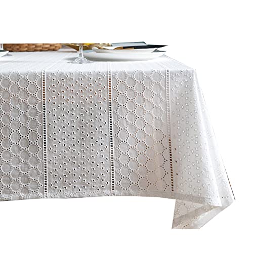 Nappe rectangulaire en dentelle blanche 90x90cm pour table de fête chic - 2