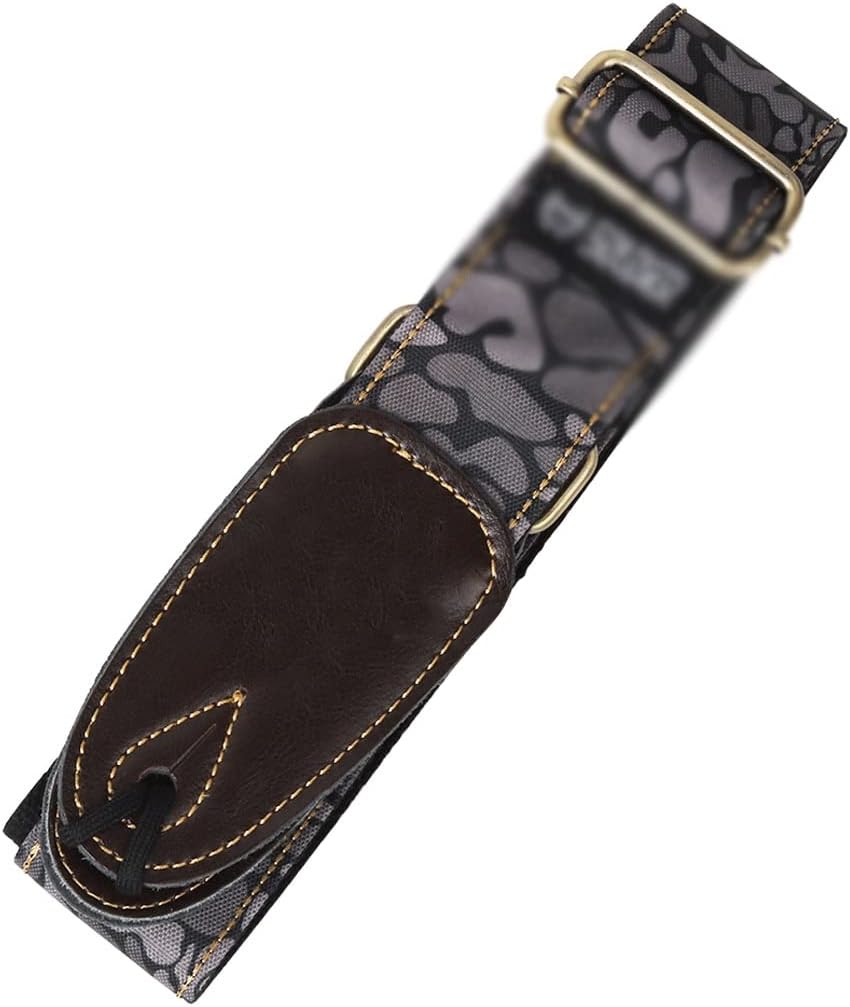 Thick Adjustable Bass Acoustic Guitar Strap with Leather End Denim Thickened