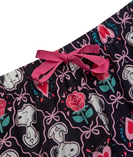 Image of COCO BRANDS Peanuts Snoopy Womens Pajama Set - 2 Piece Short Sleeve Button Down Sleep Shirt and Pajama Shorts
