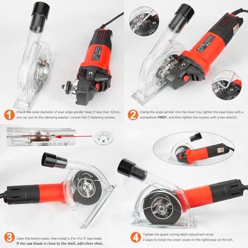 NUHFUFA 4-1/2" to 5" Angle Grinder Dust Shroud, Clear Dust Extraction Cutting Guard for 3"/4"/5" Saw Blades, Hand Grinding Cutting Wheels Cover for Home, Engineering 5 NUHFUFA 4-1/2" to 5" Angle Grinder Dust Shroud, Clear Dust Extraction Cutting Guard for 3"/4"/5" Saw Blades, Hand Grinding Cutting Wheels Cover for Home, Engineering - Image 5