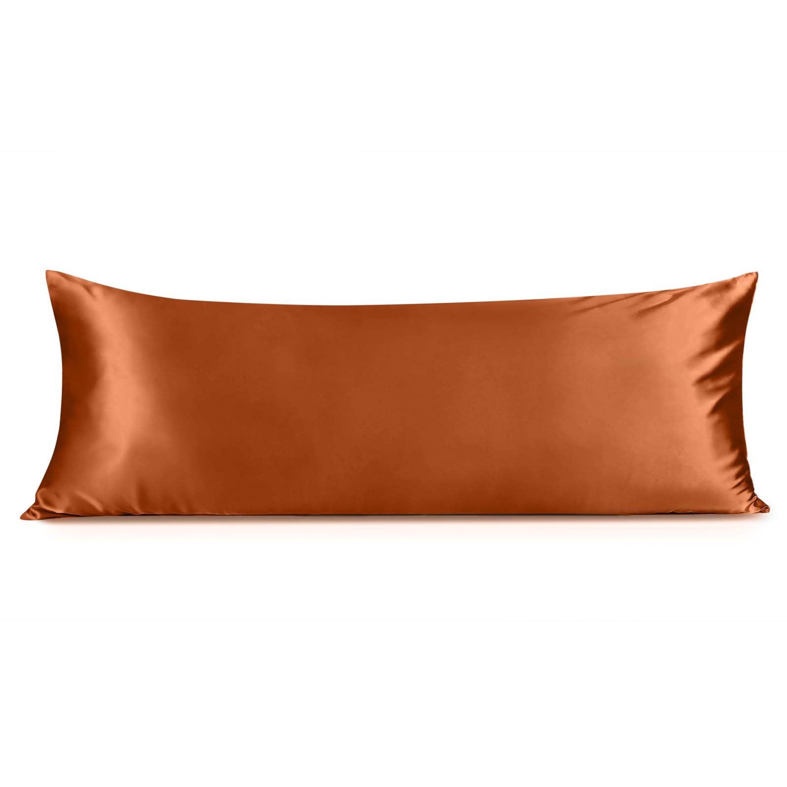 INFIIXSO Body Pillow Cover with Zipper, Luxury Mulberry Silk Body Pillow Case 20x54 Inches, Ultra Smooth and Soft Cooling Long Pillowcase, Gift for Women, Men(Orange)