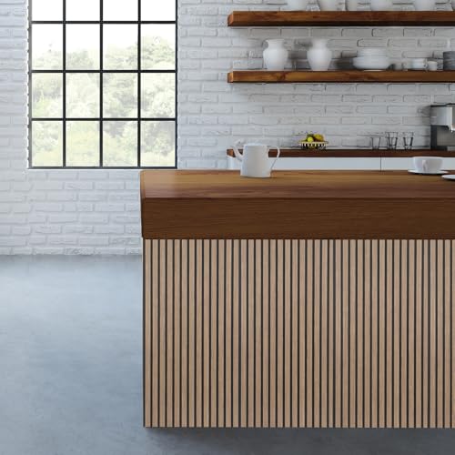 Yuzzy Acoustic Wood Slat Wall Panels - 48\" x 22\" Dark Walnut Fluted Sound Absorbing Panel for Wall and Ceiling - 4 Pcs Wall Panels for Interior Wall Decor for Homes, Offices, Studios