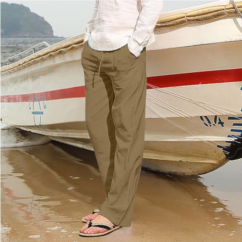 Pantalon en lin homme fluide de style sarouel et jogging de plage décontracté - 2