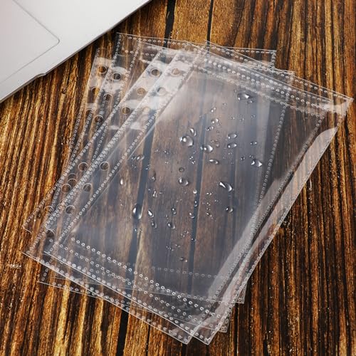 40 Stück A6 Binder Pockets, Durchsichtige Kunststoff Ordnerhüllen für Kreditkartenfotos wasserdichte Bargeld Ordnerhüllen Budget-Blatt-Schutzhüllen mit 6 Löchern für 6-Ring-Ordner