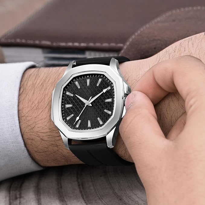 Image of styledose Minimalist dial Softest Adjustable Silicon Belt Quartz Analog Date Display Wrist Watch for Men