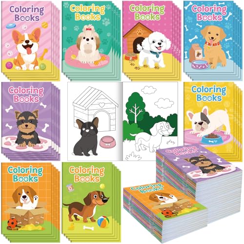 Spakon 48 Pcs Puppy Coloring Books Bulk Mini Dog Coloring Book Dog Themed Activity Pages Puppy Birthday Party Favors for Small Pet Treat Bags Goodie Stuffers Prizes Gifts Supplies
