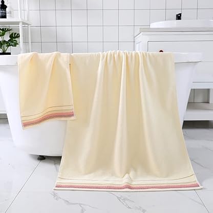 CULPRT Große Handtücher Badezimmer Set Mädchen Frauen Weiches Gesicht Bad Schwimmstrandtuch Set 3, Weich Bequem/Gelb/35,75 cm+70,140 cm – Bild 3