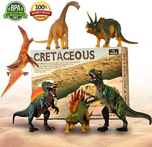 RASSE Dinosaur Toys, 6 Pack 11โ Large Plastic Dinosaur Figures, Non-Toxic Tasteless Dinosaur with Movable Parts Function, Highly Detailed Realistic Dinosaur Set for Kids Educational Dinosaur Toys