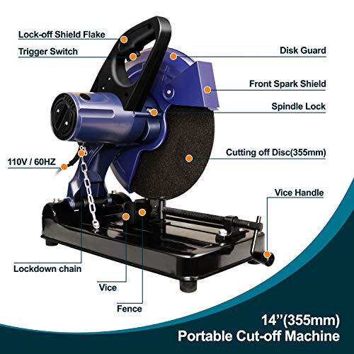Kinswood KW8351 14'' 15A Power Tools Multi-purpose Cut-off Chop Saw