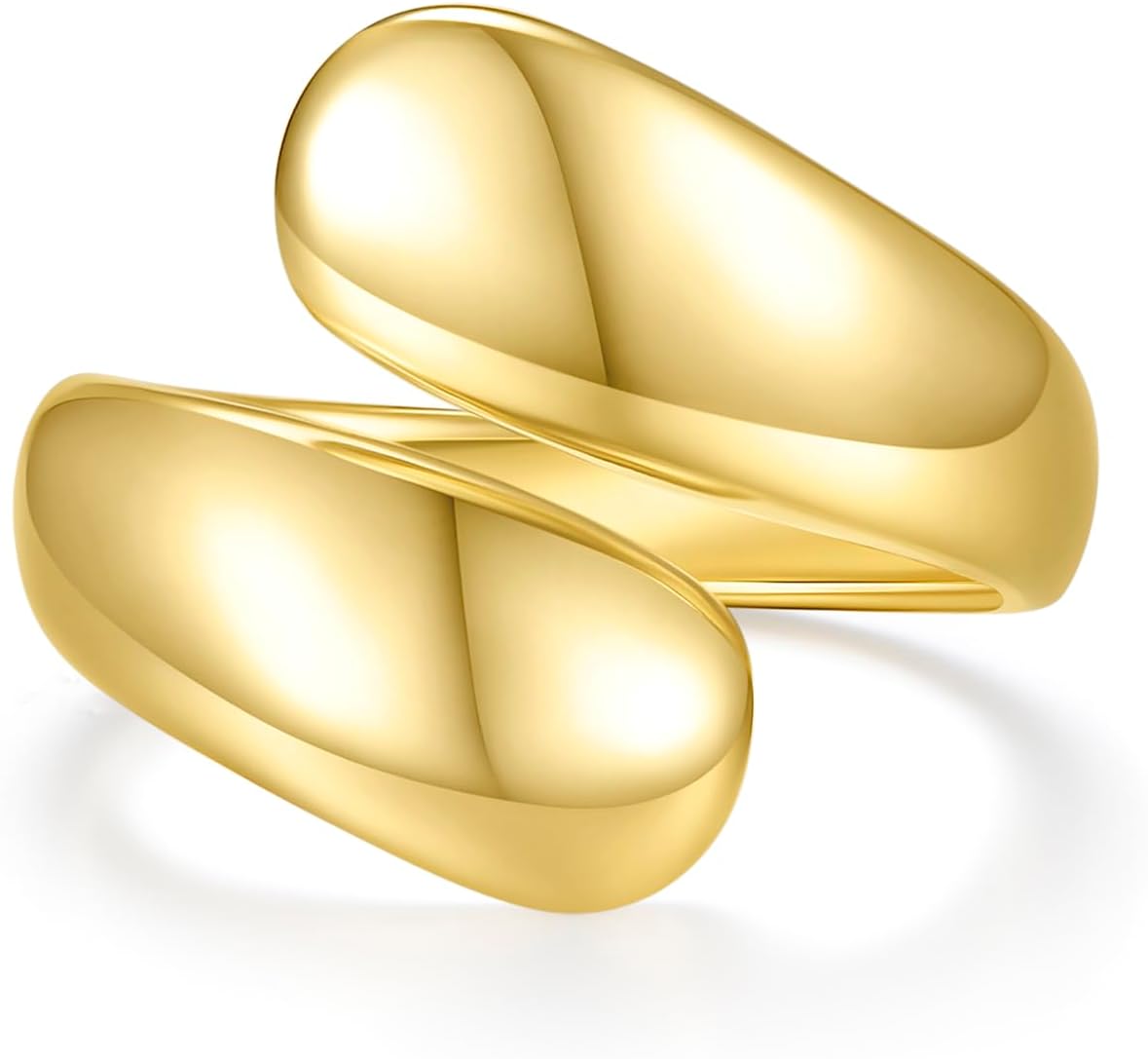 MINDDHA 14K Gold/White Gold Plated Chunky Open Twist Stackable Rings for Women | Bold Crossover Statement Ring Band Size 4-12 - Image 2