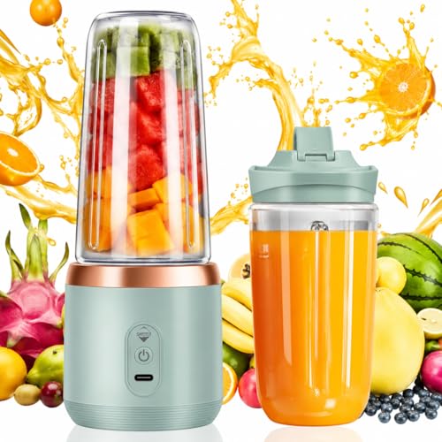 Image of Portable Blender Electric Juicer USB Rechargeable Fruit Mixers Mini Personal Smoothie Maker 6 Blades 3 Gears Ideal for Smoothies, Protein Shakes, Fresh juices, sauces -1500mAh Battery