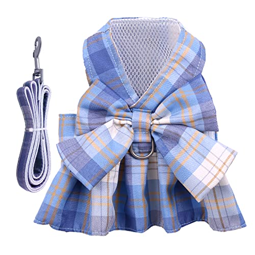 Ikipuko Small Dog Harness And Leash Set, Bowknot Jk Plaid Dog Harness For Small Dogs Cats With D Ring Breathable Dog Princess Dress For Yorkie Chihuahua Puppy Harness,Xs #TOP30