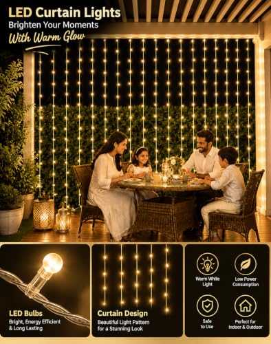 Image of 180 LED 21M Warm White Fairy Curtain Waterfall String Lights