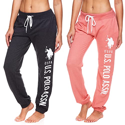 U.S. Polo Assn. Womens 2 Pack Printed French Terry Boyfriend Jogger Sweatpants