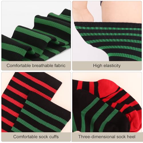 Image of DRESHOW Plus Size Thigh High Socks Striped Over Knee Long Boot Stockings Knee High Tube Socks Leg Warmers for Women
