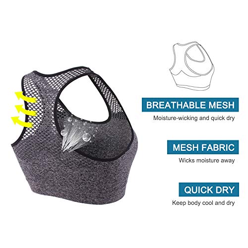 KKmoon Sutiã esportivo feminino Racerback sem fio acolchoado para ioga e ginástica top esportivo