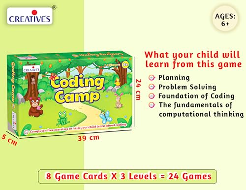 Image of Creative's Coding Camp Board Game - Learn Coding Without a Computer, Computational Thinking, Algorithms, Planning, 24 Games, 2-4 Players, Ages 6+