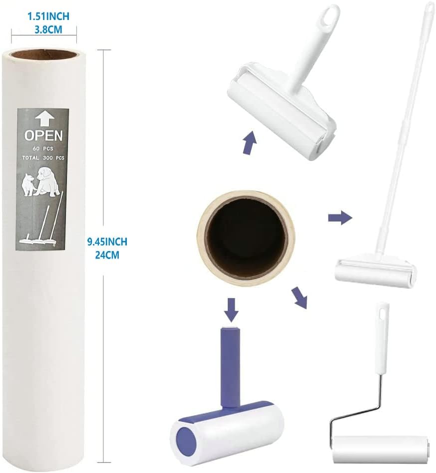 Miniatura 5 de Criblor Paquete de 5 recambios de rodillos de pelusa grandes de 9.45 pulgadas de ancho (diámetro interior), recambios de rodillo extra adhesivo de