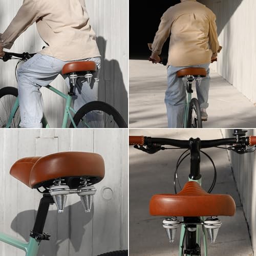 Coussin de selle de vélo en cuir synthétique ergonomique avec amorti renforcé