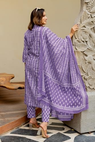 Image of MIRCHI FASHION Pure Cotton Women Straight Batik Print & Mirror Work Kurti Set with Dupatta and Pant