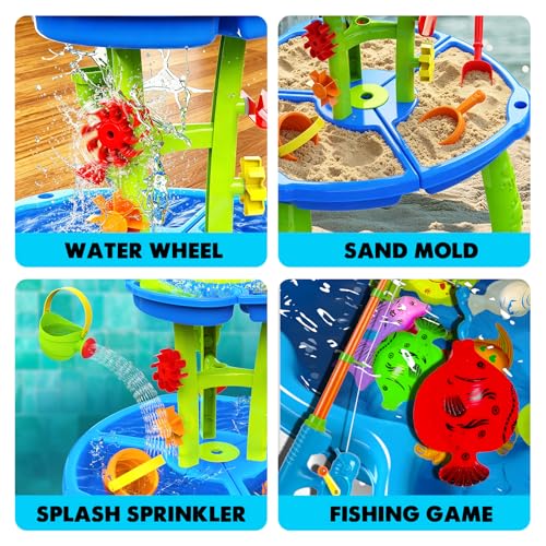 CozyBomB™ Water Table for Toddlers 3-5 | Outdoor Toys Water Play Table, Magnetic Fishing Toy Game, Summer Splash Pond Showers Sand Activity, Sensory Party Birthday Gift Kids Ages 4-8 9-12