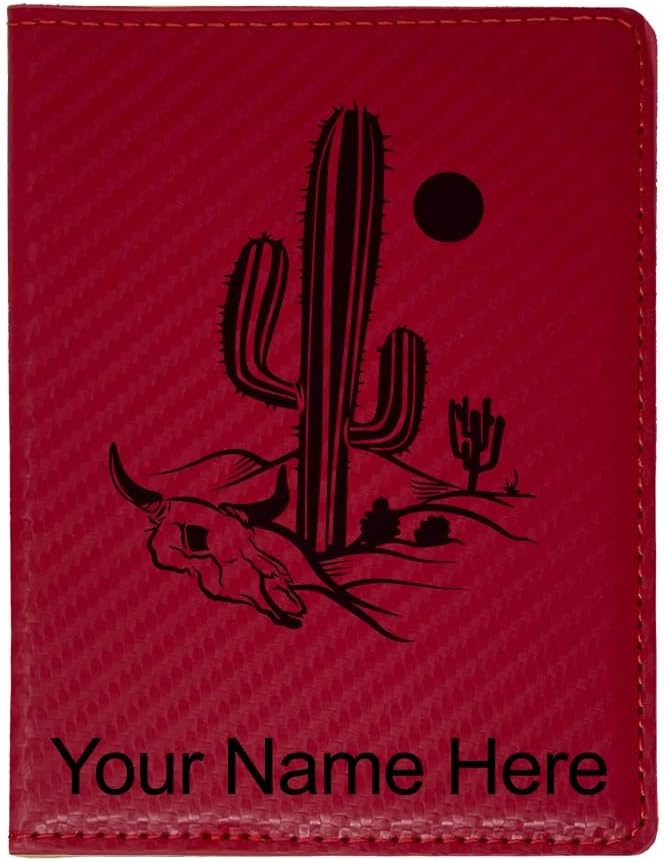LaserGram Faux Leather Passport Holder, Cactus, Personalized Engraving Included ((Dark Brown)
