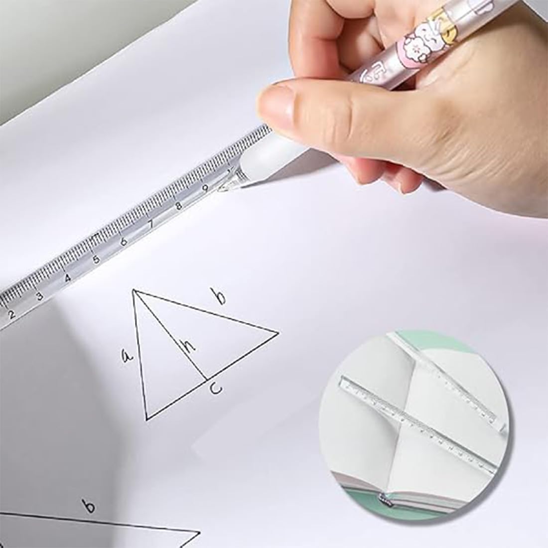 Regla de 2 piezas, triangular, regla de plástico, regla de 15 cm, regla de precisión flexible transparente, herramienta de medición, regla de precisión flexible, regla de plástico transparente