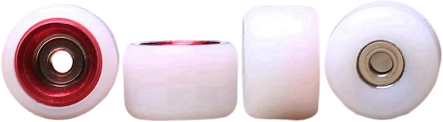 Noahwood Fingerboard Pro Wheel Finger Skateboard Extreme Sports Durable skid Wheels Strong Grip Handmade Outperform Polyurethane 7.62mm Twin Sheel White-Red Wheel