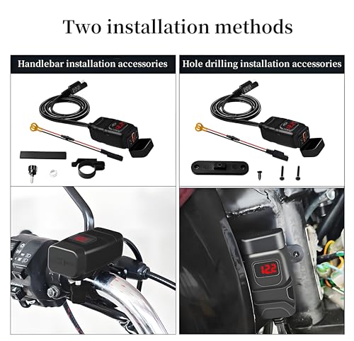 Cargador moto USB-C dual QC 3.0 con pantalla digital y acabados premium azul 6