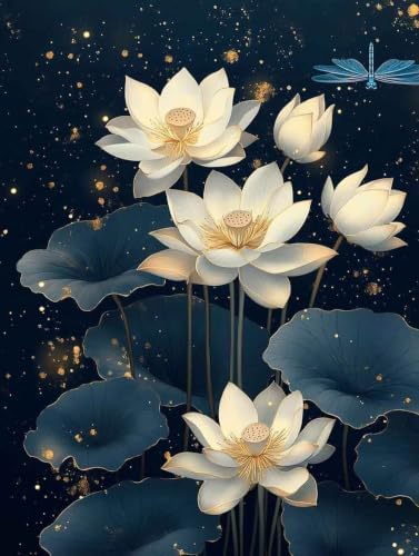 Diamond painting adulte grand format 80x110cm broderie lotus