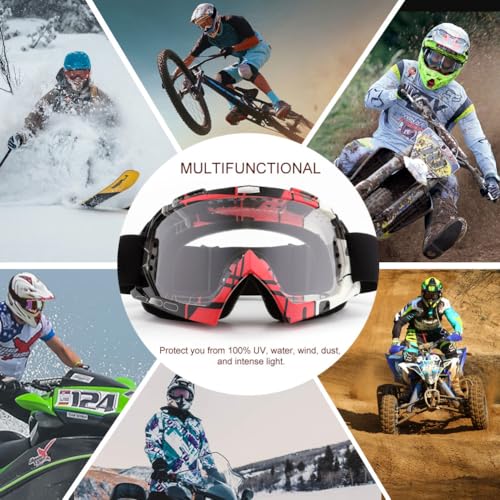 Image of SPOSUNE Dirt Bike ATV Goggles - UV400 Motorcycle Motocross Riding Goggles, Windproof Dustproof, Adults Men Women Youth