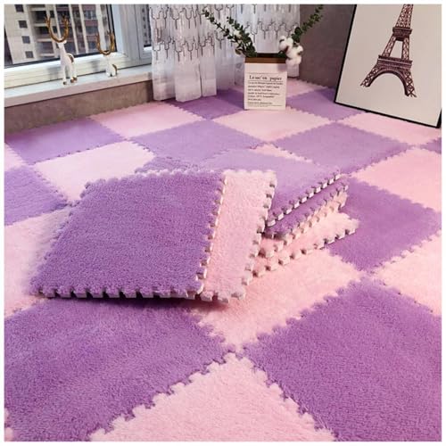 Paquete de 50 azulejos de espuma entrelazados, tapetes de felpa suave (12 x 12 pulgadas) para salas de juegos, espacios para niños y zonas de escalada acogedoras, diseño duradero y antideslizante