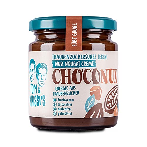Tom & Krissi's ChocoNUX crema para untar de turrón de nueces, 250 g - crema para untar de chocolate baja en fructosa y sin lactosa