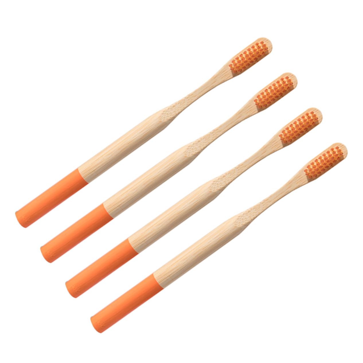 FRCOLOR 3 Set Spazzolino Viaggio Adulti Sensibile Eco Chiave Dente Adulto Ultra Morbido Scovolini Per Denti Spazzolini Denti Scovolini Dentali Bambù Arancia 4 Pezzi*3