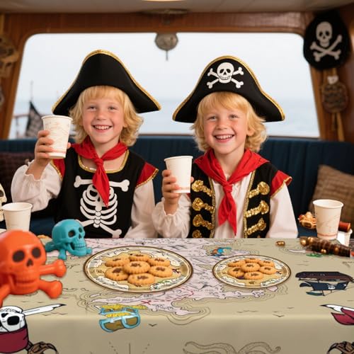 2 Stück Tischdecke für Piratenpartys(137cmX274cm),Tischdecke Geburtstag Junge,Piraten Deko Geburtstag Kinder,Party Tischdeckes für Piratenthema