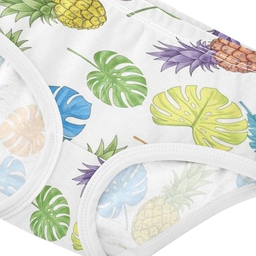 Colorful Pineapple Leaves White Girls Underwear Toddler 2t Cotton Cute Panties Girl Animal Briefs Undies Kids4