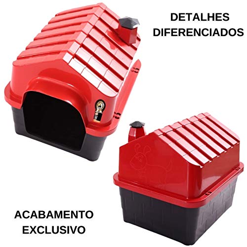 Casa Pet N1 Casinha Cães Cachorros Gatos Plástico Com Brinde Durapets Cor:Vermelho