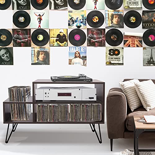 tonchean Support pour tourne-disque vinyle avec pieds en métal pour chambre à coucher, salon Gris 86,6 x 46 x 53,6 cm - Les Beatles, Paul McCartney, John Lennon, RIngo Starr, George Harrison tonchean Support pour tourne-disque vinyle avec pieds en métal pour chambre à coucher, salon Gris 86,6 x 46 x 53,6 cm – Image 4