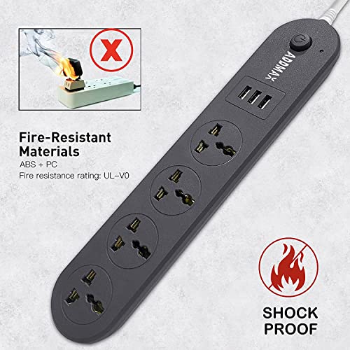 Image of ADDMAX Extension Cord with USB Port 10Amp 220V-50 /60Hz |4 Socket Outlet with 3 |Fire Flame Proof |USB Charging Port|1.8 Meter Cord Multi Plug Power Strip Extension Board