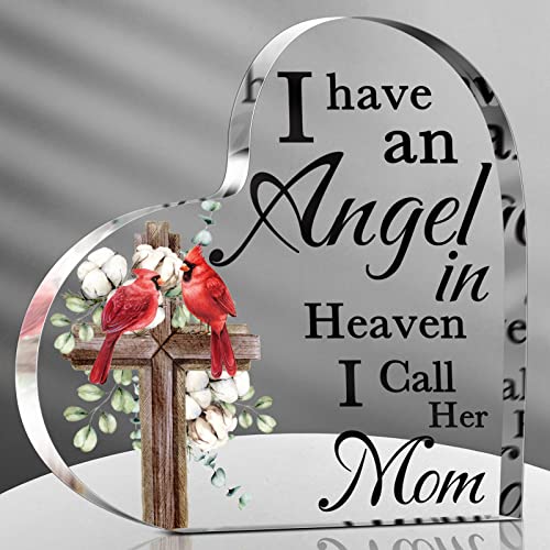 Karenhi 4 Inch Cardinal Memorial Gift for Loss of Mom, Sympathy Remembrance Decor with Red Bird, Bereavement Gift for Loss of Loved One, Angel in Heaven Table Decoration for Home Memorial Display